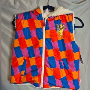 Colorful Hooded Vest with Cartoon Patch Kids Large Nwt‎